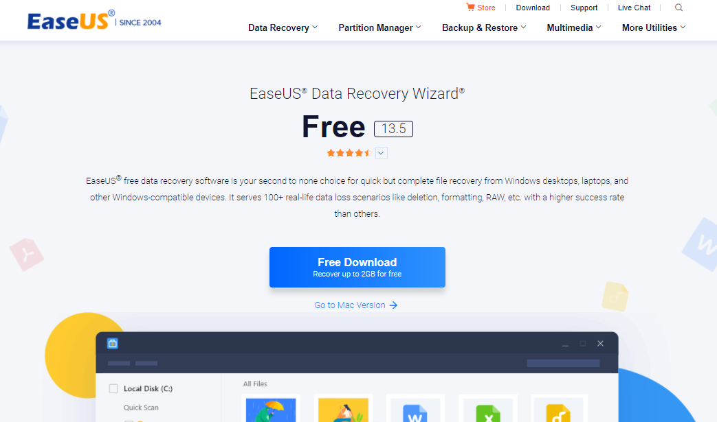 EaseUS Data Recovery Wizard Professional landing page