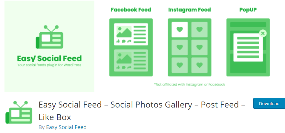 Easy Social Feed- Social Photos Gallery-Post Feed-Like Box