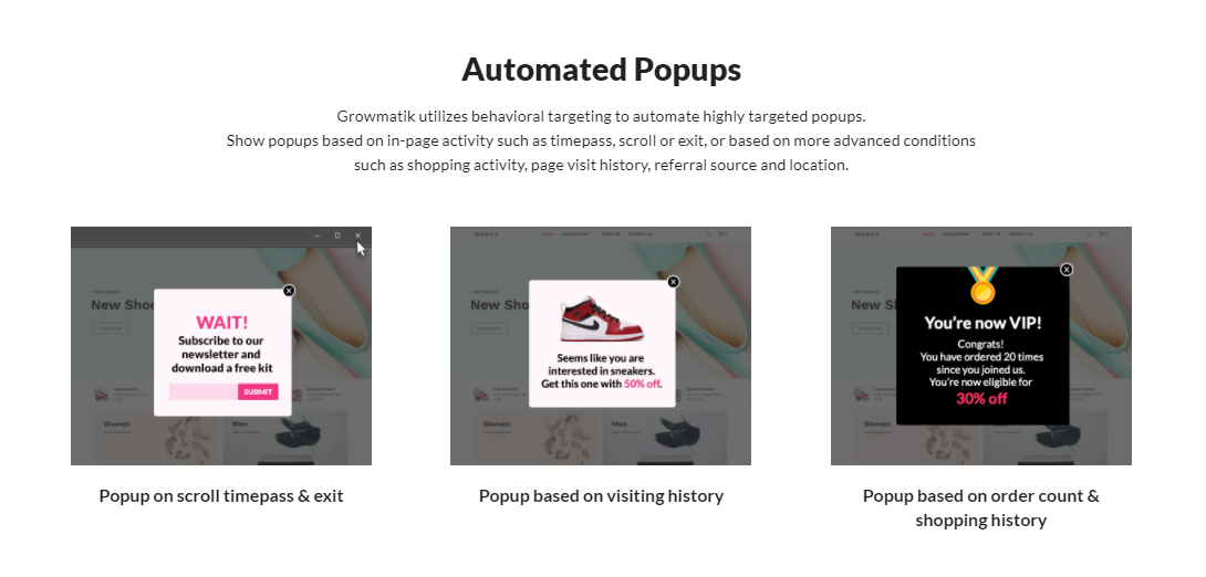 Growmatik automated popups