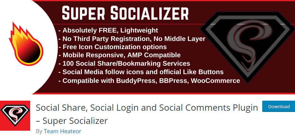 Social Share, Social Login and Social Comments Plugin- Super Socializer 