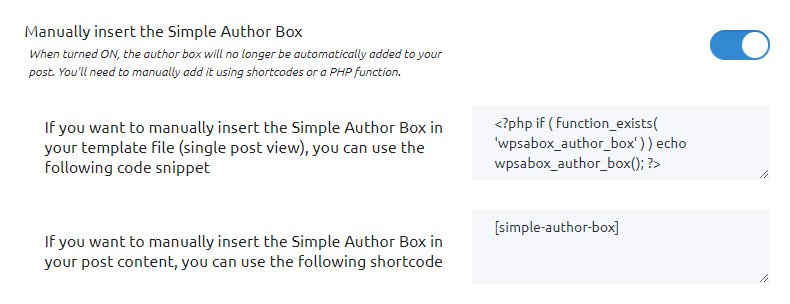 Simple Author Box manually insert