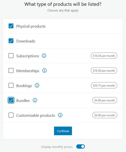 WooCommerce products form