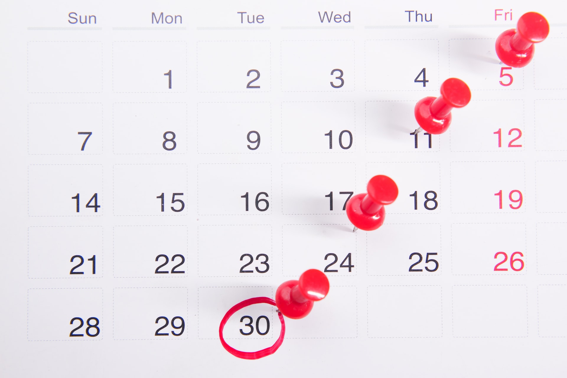 Circled date on calendar