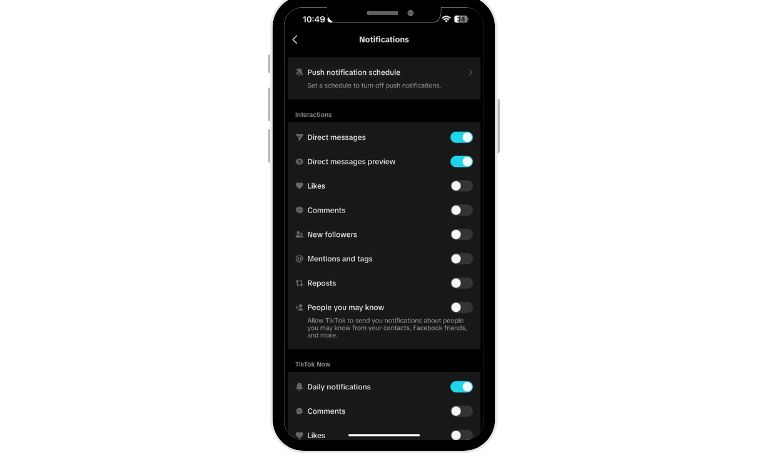 Check TikTok’s Notification Settings