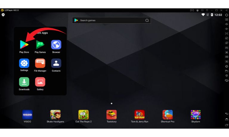 Start the emulator. Open the Google Play Store inside it.