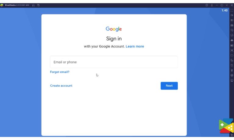 sign in with your Google account to use the Play Store