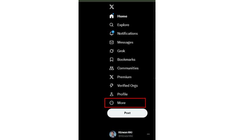 Click More in the left-hand menu