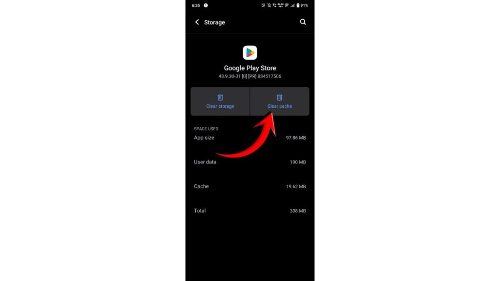Clear Google Play Store Cache