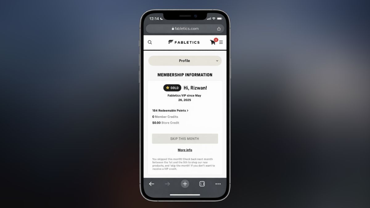 Cancel Fabletics from your account page